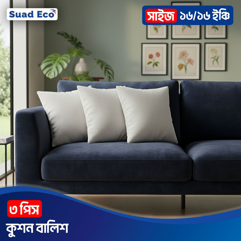 ১৬/১৬ সাইজের কুশন বালিশ ৩ পিসের কম্বো